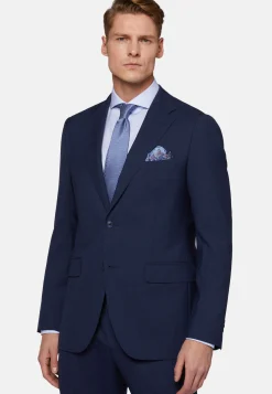 Abito Blu Micro Fantasia In Pura Lana