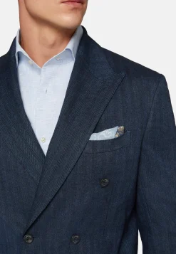 Abito Doppio Petto Navy In Lino Cotone
