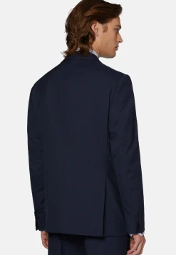 Abito Doppio Petto Navy Pied De Poule In Lana