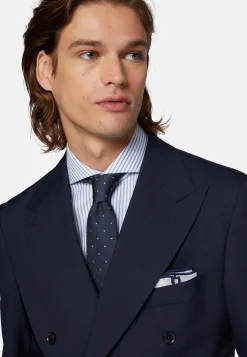 Abito Doppio Petto Navy Pied De Poule In Lana