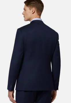 Abito Navy Blu Diagonale In Lana Elasticizzata