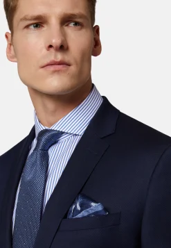Abito Navy Blu Diagonale In Lana Elasticizzata