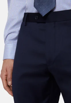 Abito Navy Blu Diagonale In Lana Elasticizzata