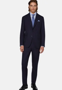 Abito Navy Blu Finestrato In Pura Lana