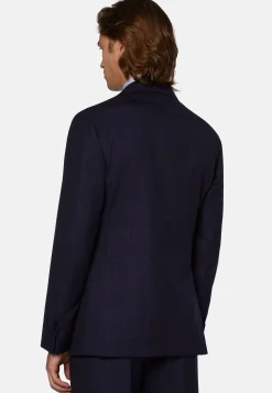 Abito Navy Blu Finestrato In Pura Lana