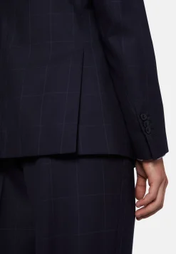 Abito Navy Blu Finestrato In Pura Lana