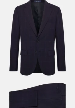 Abito Navy Blu Finestrato In Pura Lana