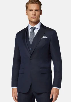 Abito Navy Blu Gessato In Lana