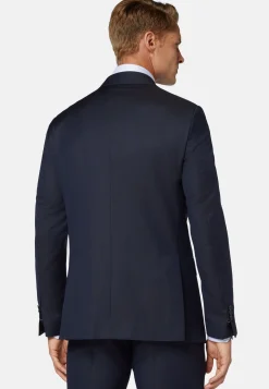 Abito Navy Blu Gessato In Lana