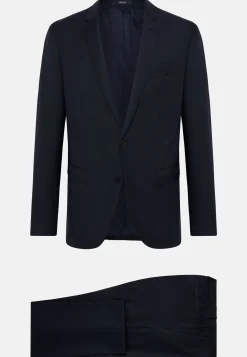 Abito Navy Blu Micro Fantasia Lana Elasticizzata