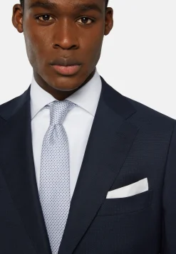 Abito Navy Blu Micro Fantasia In Pura Lana