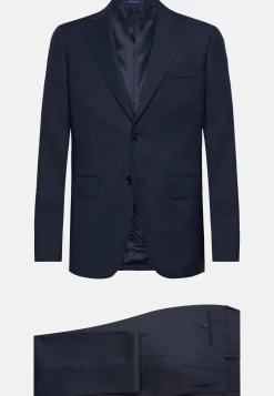Abito Navy Blu Micro Fantasia In Pura Lana