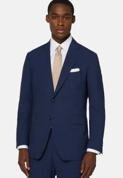 Abito Navy Blu Principe Di Galles In Lana Super130