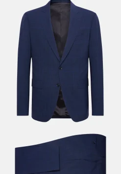 Abito Navy Blu Principe Di Galles In Lana Super130
