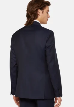Abito Navy Blue Micro Fantasia Pura In Lana