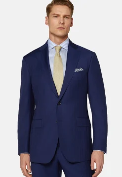 Abito Royal Blu Gessato In Pura Lana Super 130