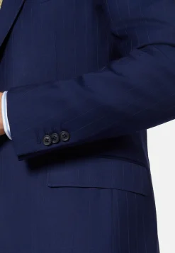 Abito Royal Blu Gessato In Pura Lana Super 130
