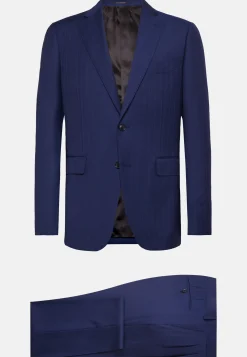 Abito Royal Blu Gessato In Pura Lana Super 130