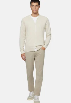 Bomber Di Maglia Sabbia In Cotone Seta Cashmere