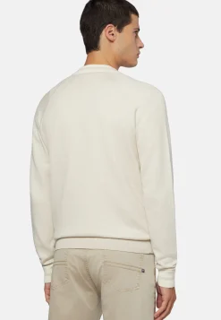 Bomber Di Maglia Sabbia In Cotone Seta Cashmere