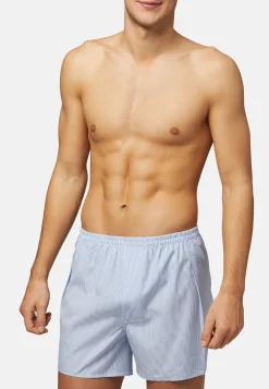 Boxer In Cotone A Righe Azzurre