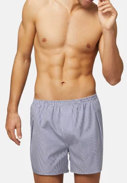 Boxer In Cotone A Righe Blu