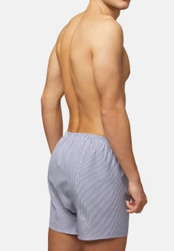 Boxer In Cotone A Righe Blu