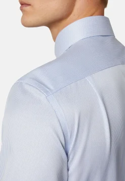 Camicia A Righe Azzurre In Cotone Dobby Regular