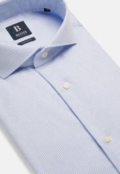 Camicia A Righe Azzurre In Cotone Dobby Regular