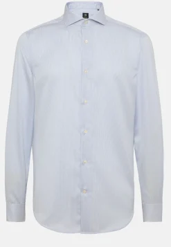 Camicia A Righe Azzurre In Cotone Dobby Regular