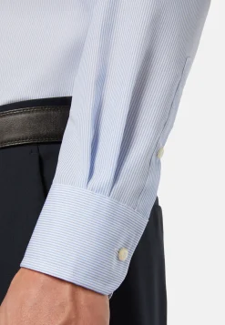Camicia A Righe Azzurre In Cotone Slim Fit