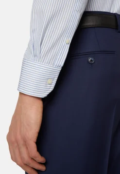 Camicia A Righe Azzurre In Cotone Slim Fit
