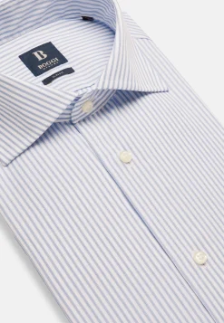 Camicia A Righe Azzurre In Cotone Slim Fit
