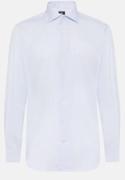 Camicia A Righe Azzurre In Cotone Dobby Regular