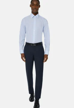 Camicia A Righe Azzurre In Cotone Regular Fit