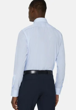 Camicia A Righe Azzurre In Cotone Regular Fit
