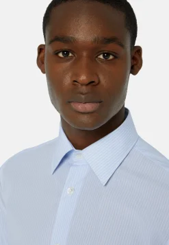 Camicia A Righe Azzurre In Cotone Regular Fit
