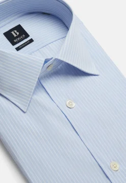 Camicia A Righe Azzurre In Cotone Regular Fit