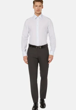 Camicia A Righe Azzurre In Cotone Regular Fit