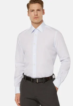 Camicia A Righe Azzurre In Cotone Regular Fit