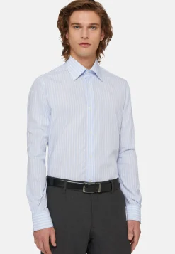 Camicia A Righe Azzurre In Cotone Regular Fit
