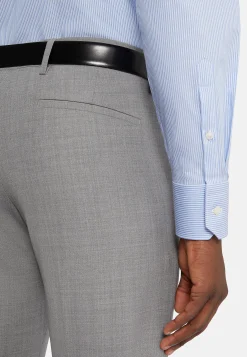 Camicia A Righe Azzurre In Cotone Dobby Slim Fit