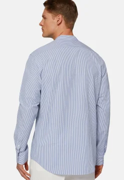 Camicia A Righe Azzurre In Seersucker Regular Fit