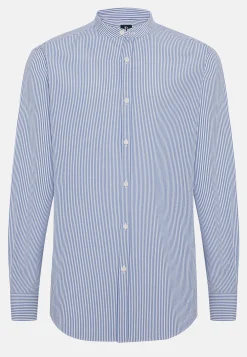 Camicia A Righe Azzurre In Seersucker Regular Fit