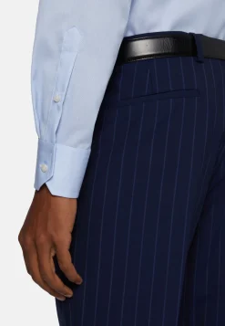 Camicia A Righe Azzurre In Twill Di Cotone Regular