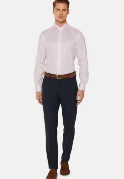 Camicia A Righe Rosa In Twill Di Cotone Slim