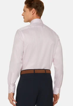 Camicia A Righe Rosa In Twill Di Cotone Slim