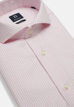 Camicia A Righe Rosa In Twill Di Cotone Slim