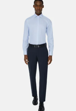 Camicia Azzurra In Cotone Dobby Slim Fit