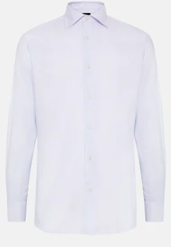 Camicia Azzurra In Cotone Dobby Regular Fit